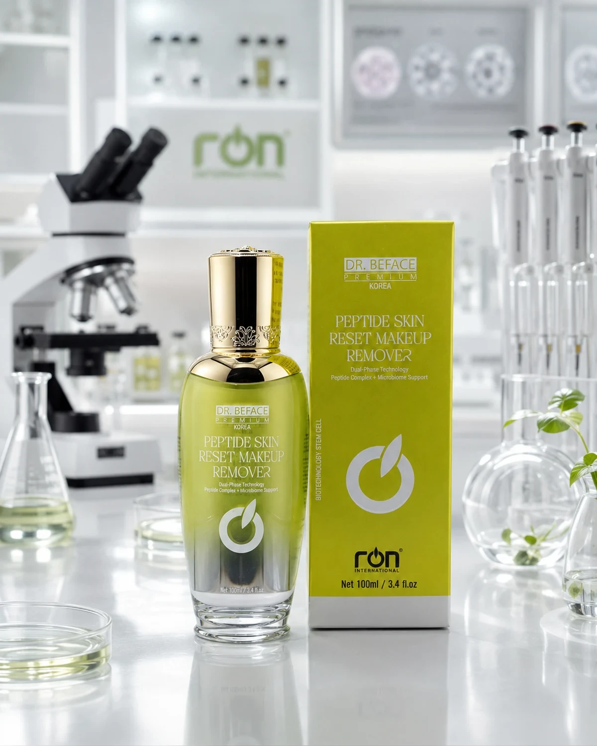 Bottle and box in laboratory setting